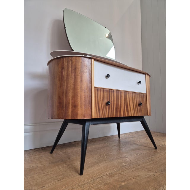 Brown Mid-Century Dressing Table Mirror by Harris Lebus Link, 1950s For Sale - Image 8 of 14