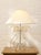 Mid 20th Century Mid 20th Century Sculptural Lucite Loop Table Lamp With Clear Curved Base and Linen Shade For Sale - Image 5 of 8
