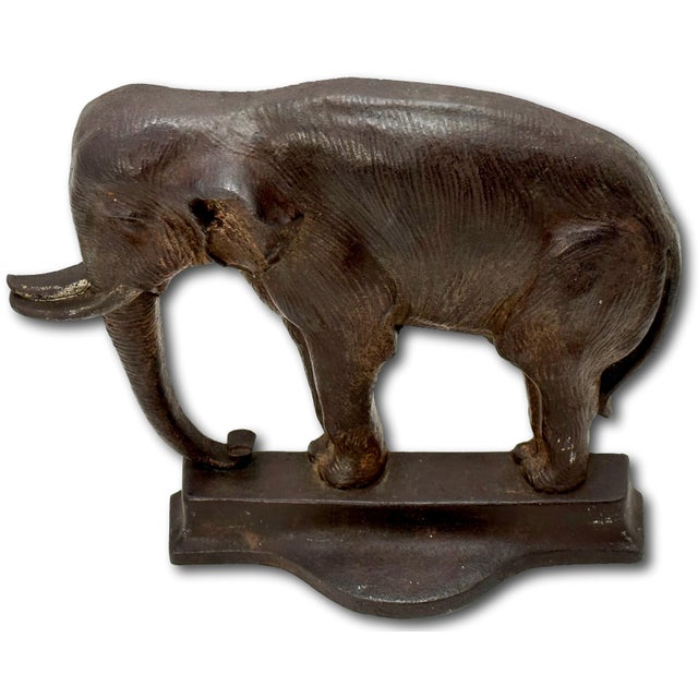 Early 20th Century Hard to Find Large Antique American Cast Iron Standing Elephant Doorstop by Bradley & Hubbard - Circa 1920s For Sale - Image 5 of 12