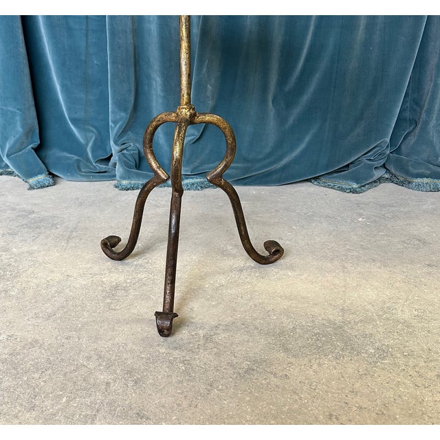 Spanish Gilt Iron Side Table on an Elevated Tripod Base For Sale - Image 10 of 12