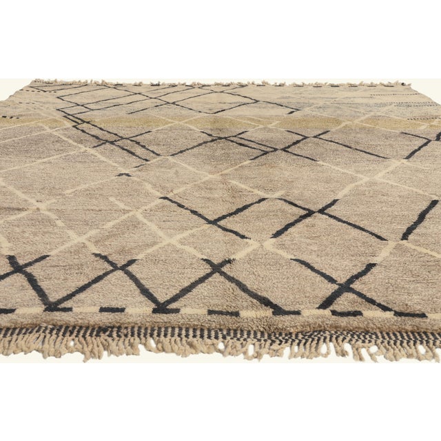 Contemporary Organic Modern Beni Mrirt Moroccan Rug, 10'07 X 13'02 For Sale - Image 3 of 10