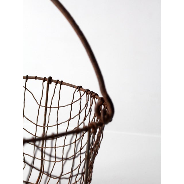 Early 20th Century Antique Handmade Wire Gathering Basket For Sale - Image 5 of 13