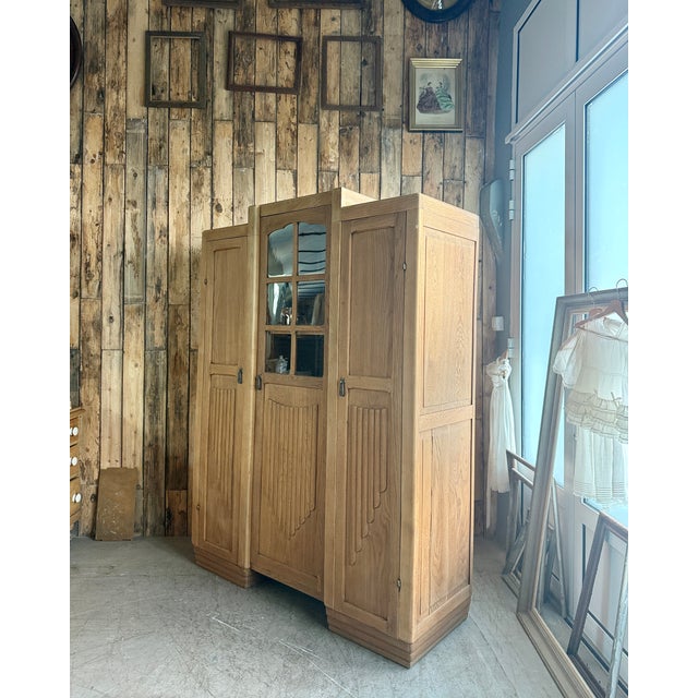 Large Art Deco Asymmetrical Oak Wardrobe, 1920s For Sale - Image 18 of 18