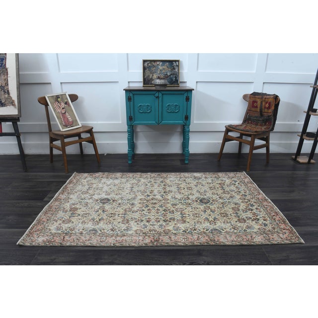 1970s Vintage Handmade Wool Cotton Beige Area Rug For Sale - Image 11 of 11