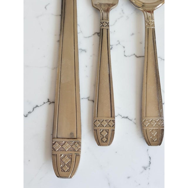 French Art Deco Silver-Plated Flatware Set, 1920s, Set of 37 For Sale - Image 3 of 7