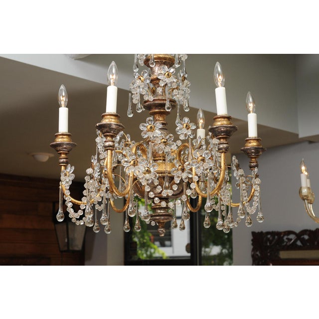 1930s Genovese Two-Tone Giltwood & Crystal Chandelier, Italy For Sale - Image 11 of 17