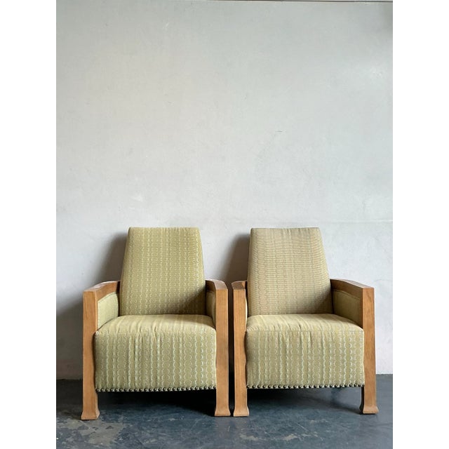 Olive Vintage Boho Wood Frame Lounge Chairs - A Pair For Sale - Image 8 of 9