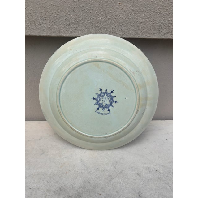 De Sarreguemines 19th Century French Blue & White Faience Dessert Plate Sarreguemines For Sale - Image 4 of 4
