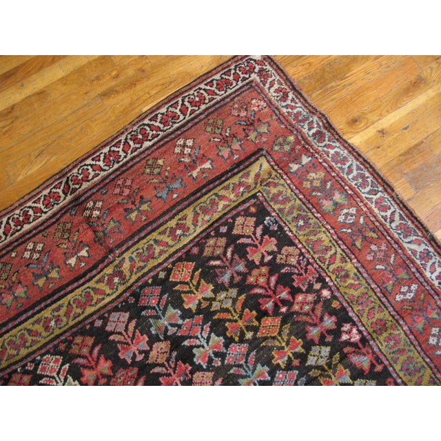 Persian 1930s Brown Geometric Antique Persian Kurdish Rug 5' X 10'6" Handknotted Wool Carpet For Sale - Image 3 of 5