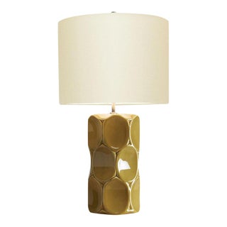Modern Green Glaze Ceramic Retro Table Lamp With Shade For Sale