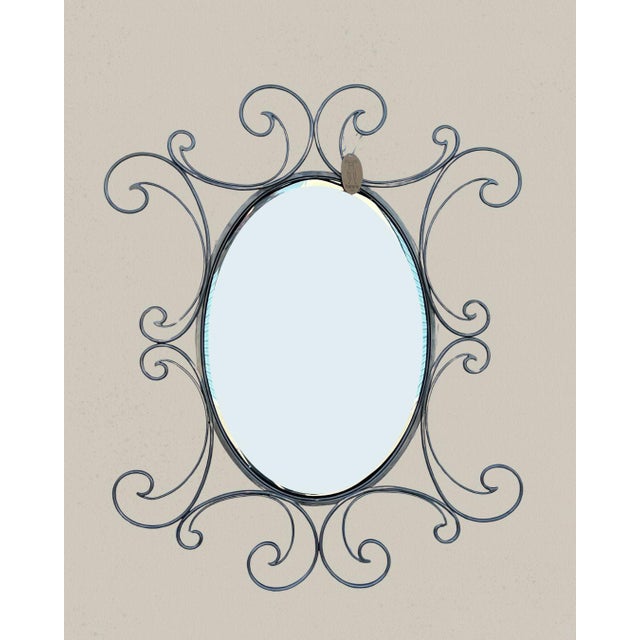 Contemporary Silver Metal Mirror With Scroll Work For Sale - Image 3 of 18