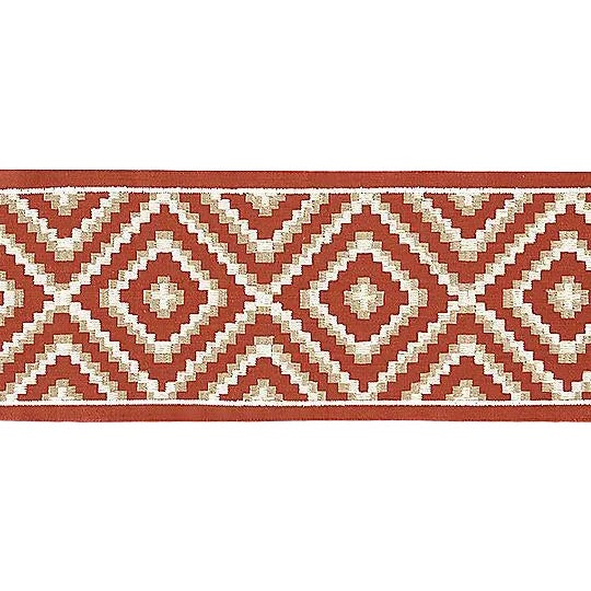 Sample, Scalamandre Medina Embroidered Tape, Carnelian For Sale
