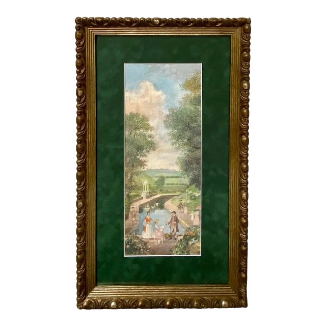 Vintage Impressionist Landscape Victorian Garden Watercolor Painting Richard Gabriel Chase For Sale