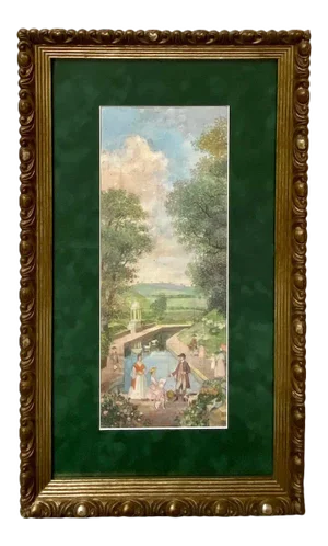 Vintage Impressionist Landscape Victorian Garden Watercolor Painting Richard Gabriel Chase