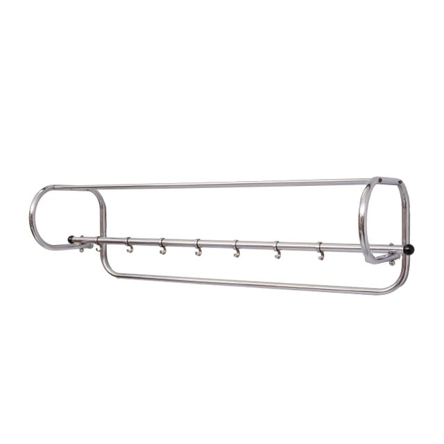 Metal Art Deco Chrome Wall Coat Rack, Holland, 1930s For Sale - Image 7 of 8