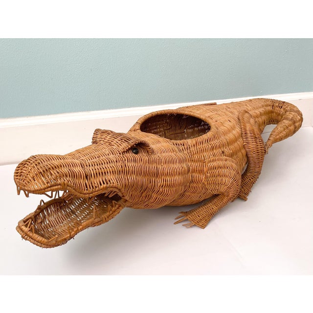 1960’s Mario Lopez Torres Style Wicker Alligator Planter Chairish