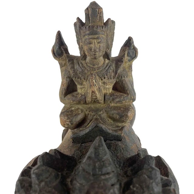 Southeast Asian Artist, Sculpture of Fantastic Animal with Deity, 1800s, Wood For Sale - Image 3 of 10