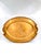 Vintage Italian Hollywood Regency Oval Statement Size Brass Tray With Faux Boar Tusk Handles and Cross Strap Trim For Sale - Image 15 of 16