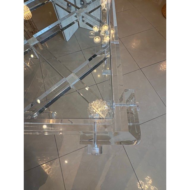 Charles Hollis Jones Vintage Lucite Lattice Glass Top Peg Game or Dining Table For Sale - Image 11 of 11