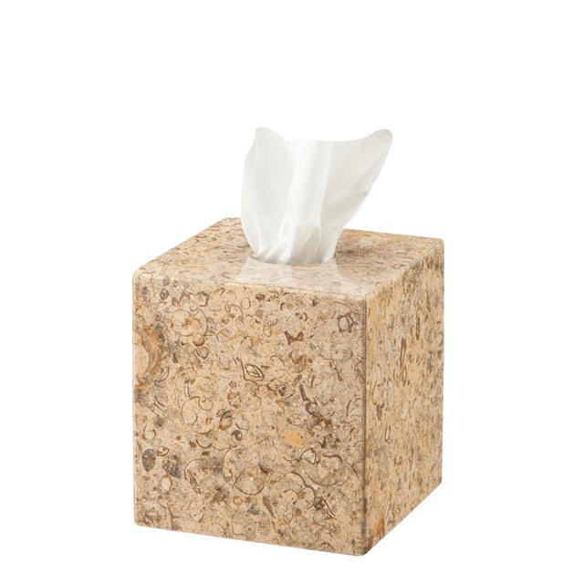Modern Tan Marble Tissue Box Holder For Sale - Image 3 of 3