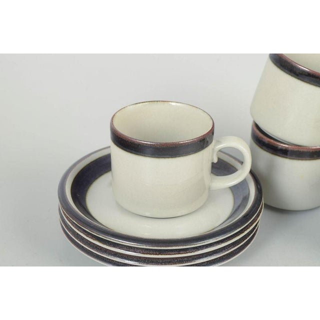 Vintage Tea Cups with Saucers in Stoneware, 1970s, Set of 8 For Sale - Image 3 of 5