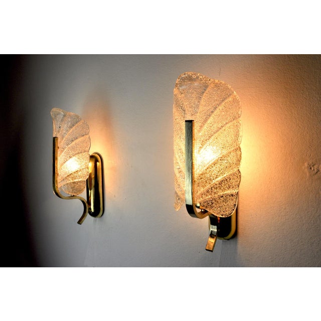 Murano Glass Leaf Sconces by Carl Fagerlund, Germany, 1970s, Set of 2 For Sale - Image 3 of 9