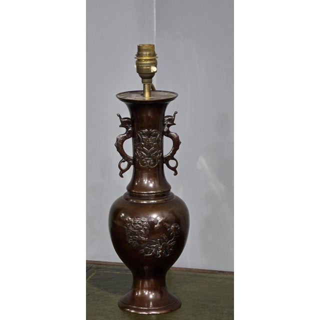 Japanese Bronze Table Lamps, 1920, Set of 2 For Sale - Image 3 of 8