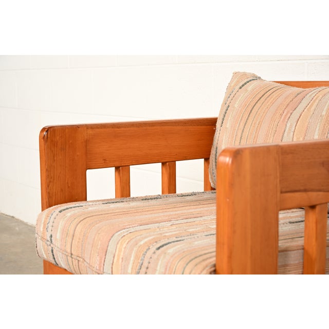 Mid-Century Modern Knotty Pine Lounge Chair With Southwest Upholstery, Circa 1960s For Sale - Image 9 of 14