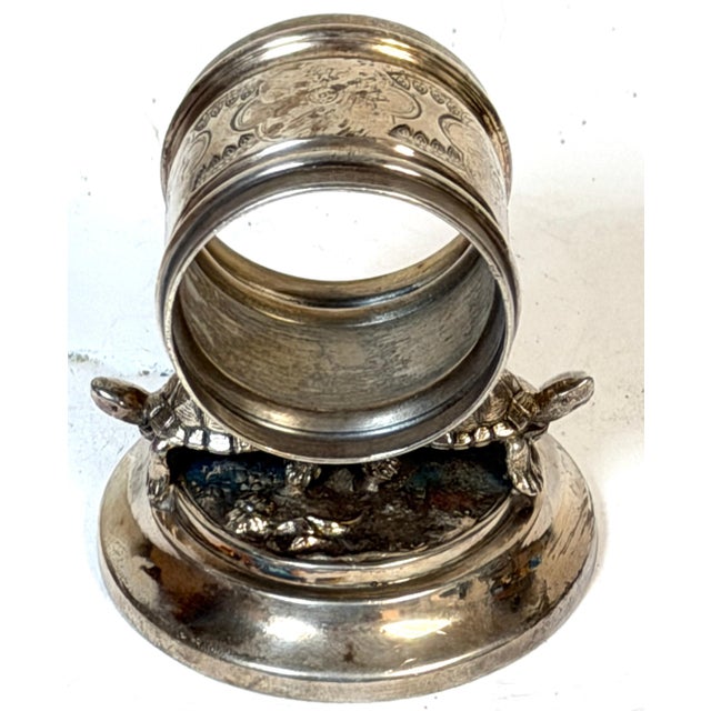 American Aesthetic Twin Turtle Figural Napkin Ring, Meriden Silver Plate Co. For Sale In West Palm - Image 6 of 10