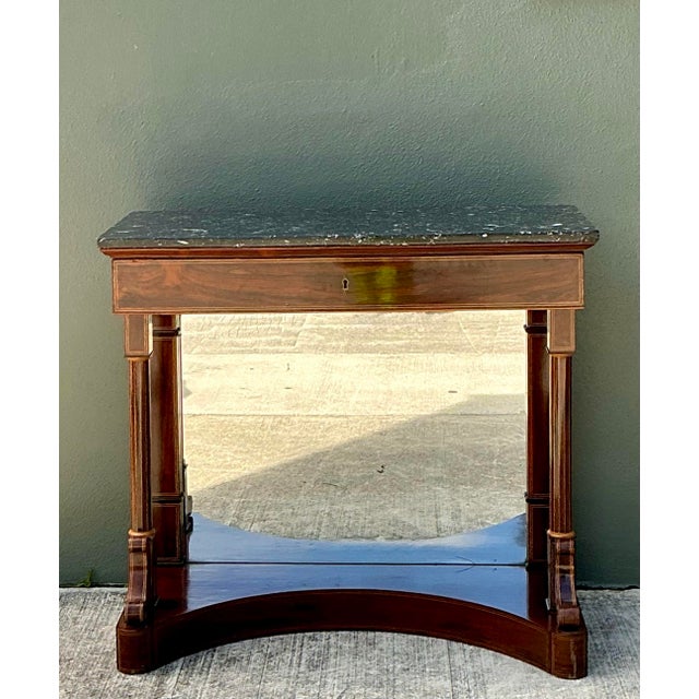 Vintage Stone Top Flame Mahogany Pier Table For Sale - Image 10 of 12