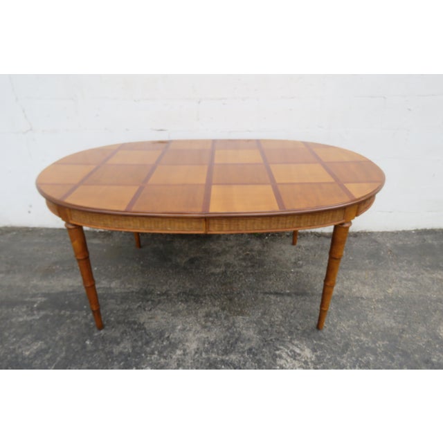 Wood American of Martinsville Hollywood Regency Faux Bamboo Dining Table and Caned Six Chairs 5833 For Sale - Image 7 of 12