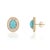 VR Jewels Vintage-Style 2.42ct Turquoise Cabochon Diamond Stud Earrings in 14k Yellow Gold- A Pair For Sale - Image 4 of 15