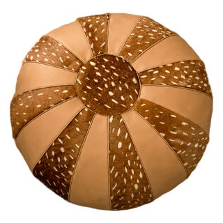 Luxury Handmade Moroccan Leather Pouf | Artisan Ottoman | For Sale
