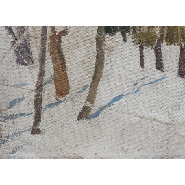 1970s Vintage Winter Landscape Oil Painting, Ukrainian Art, 1970s 50-70 For Sale - Image 5 of 6