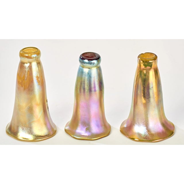 Set of 3 Vintage Tiffany Style Trumpet Art Glass Shades by Phoenix