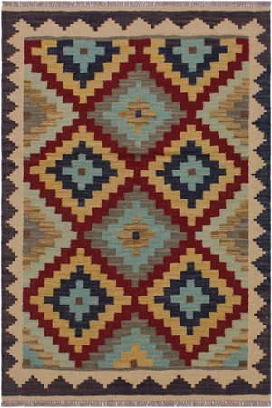 Shabby Chic Kilim Hand-Woven Wool Rug - 3′5″ × 4′11″