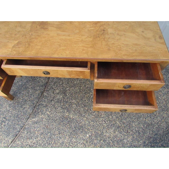 Mid-Century Modern Italian Burl Olive Wood Desk For Sale - Image 11 of 18
