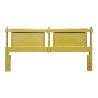 Vintage Cottagecore Painted Yellow King Headboard Eclectic Hollywood Regency For Sale