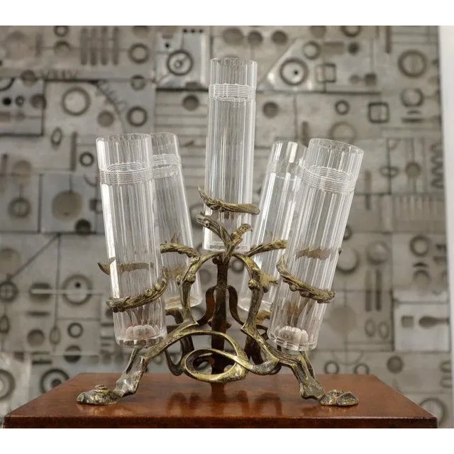 Art Nouveau cut glass center piece vase.