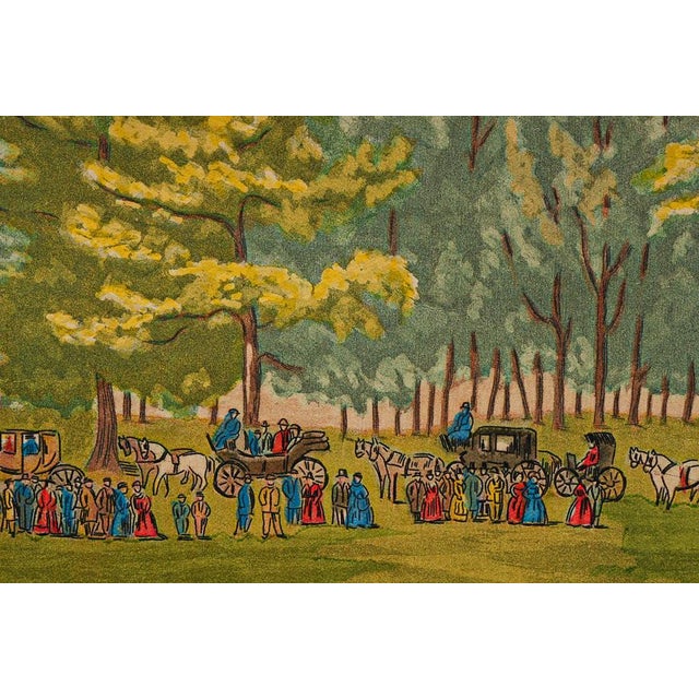 1930s Vintage Sidney Z. Lucas "Grand Match at the Elysian Fields" Framed Baseball Print For Sale - Image 5 of 11