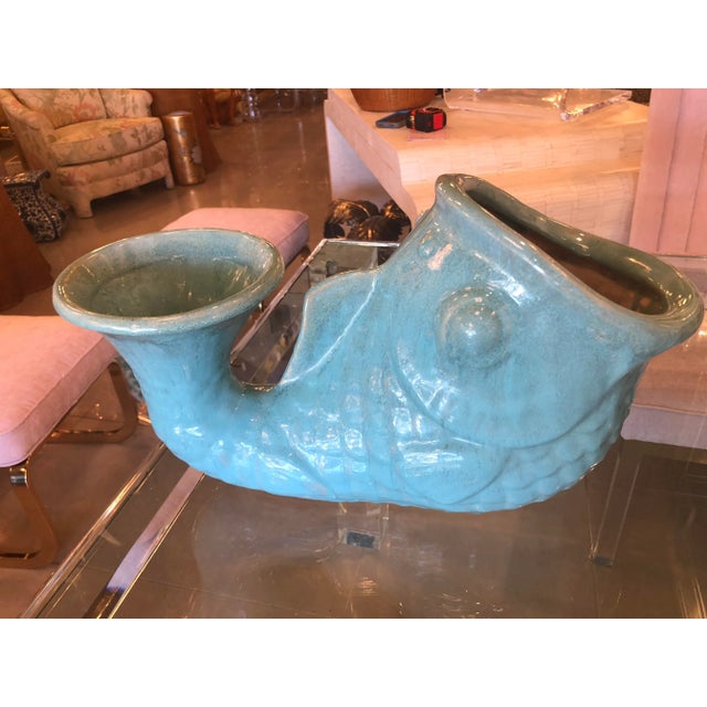 1970s Hollywood Regency Fish Koi Garden Planter For Sale - Image 5 of 11