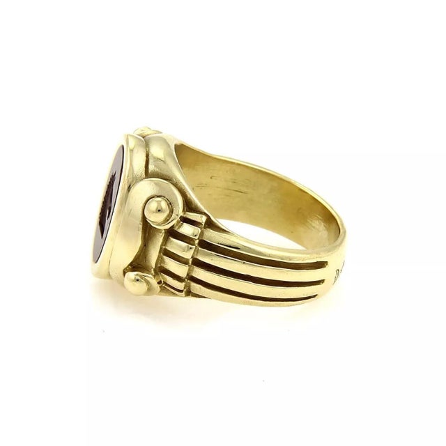 Contemporary Kieselstein-Cord Horse Gem Intaglio 18k Yellow Gold Signet Ring, Size 6 For Sale - Image 3 of 4