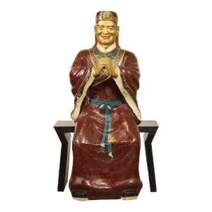 1930s Chinese Polychrome and Gilt Painted Votive Figure