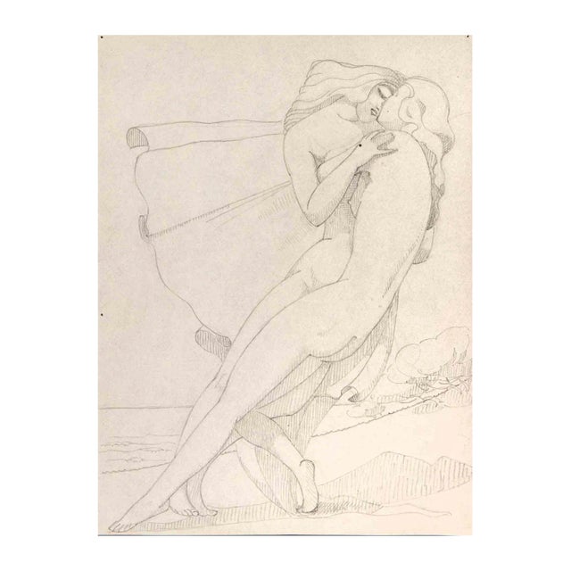 Georges-Henri Tribout, Young Lovers, Original Drawing, 1940 For Sale