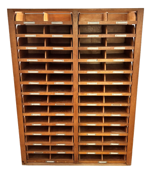 Wooden Archive Cabinet with 28 Drawers, 1940s