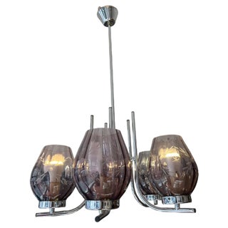 Art Deco 5-Light Chandelier, 1950s For Sale