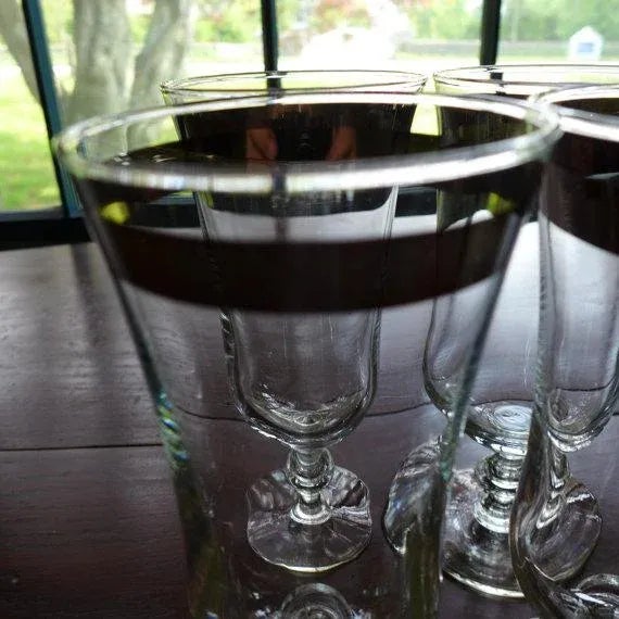 Mid-Century Silver Rim Parfait Glasses - Set of 4 For Sale - Image 4 of 5