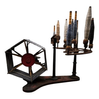 Antique Industrial Textile Yarn Winder in Cast Iron For Sale