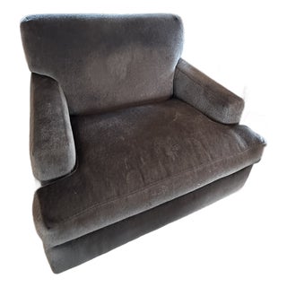 21st Century Holly Hunt Upholstered Armchair in Lush Grey Designer Upholstery For Sale