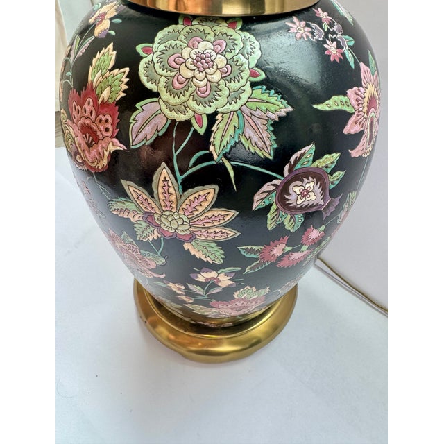 Black Mid 20th Century Mid Century Modern Paul Hanson Chinoiserie Black Porcelain Ginger Jar Table Lamp For Sale - Image 8 of 13